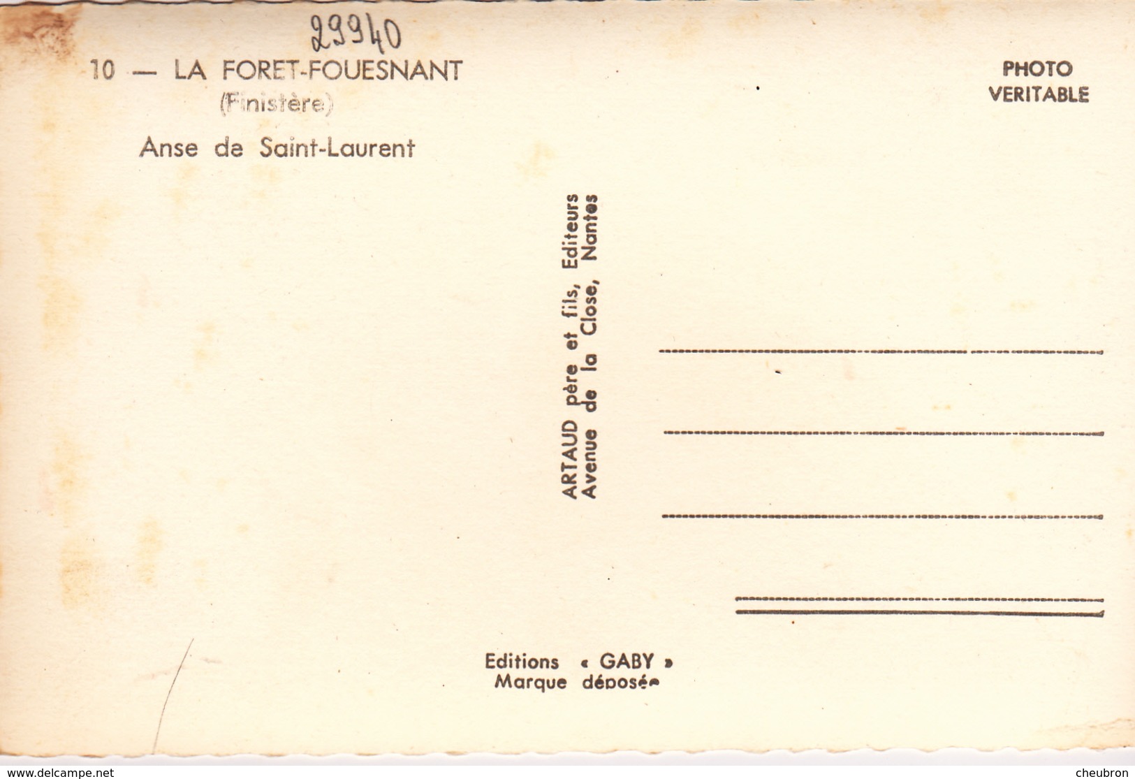 29.  LA FORET FOUESNANT . RARETE. ANSE DE SAINT LAURENT  ANNÉES 50. - La Forêt-Fouesnant