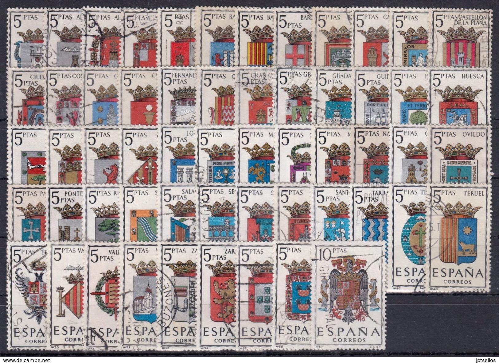 ESPAÑA 1962/1966 SERIE ESCUDOS COMPLETA USADO - Años Completos