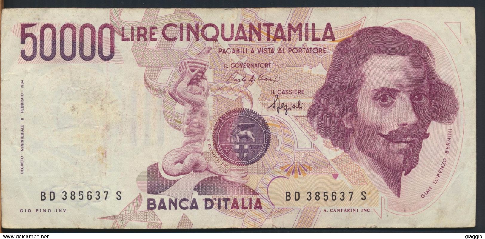 °°° ITALIA - 50000 LIRE BERNINI I° TIPO 25/01/1990 SERIE BD °°° - 50.000 Lire