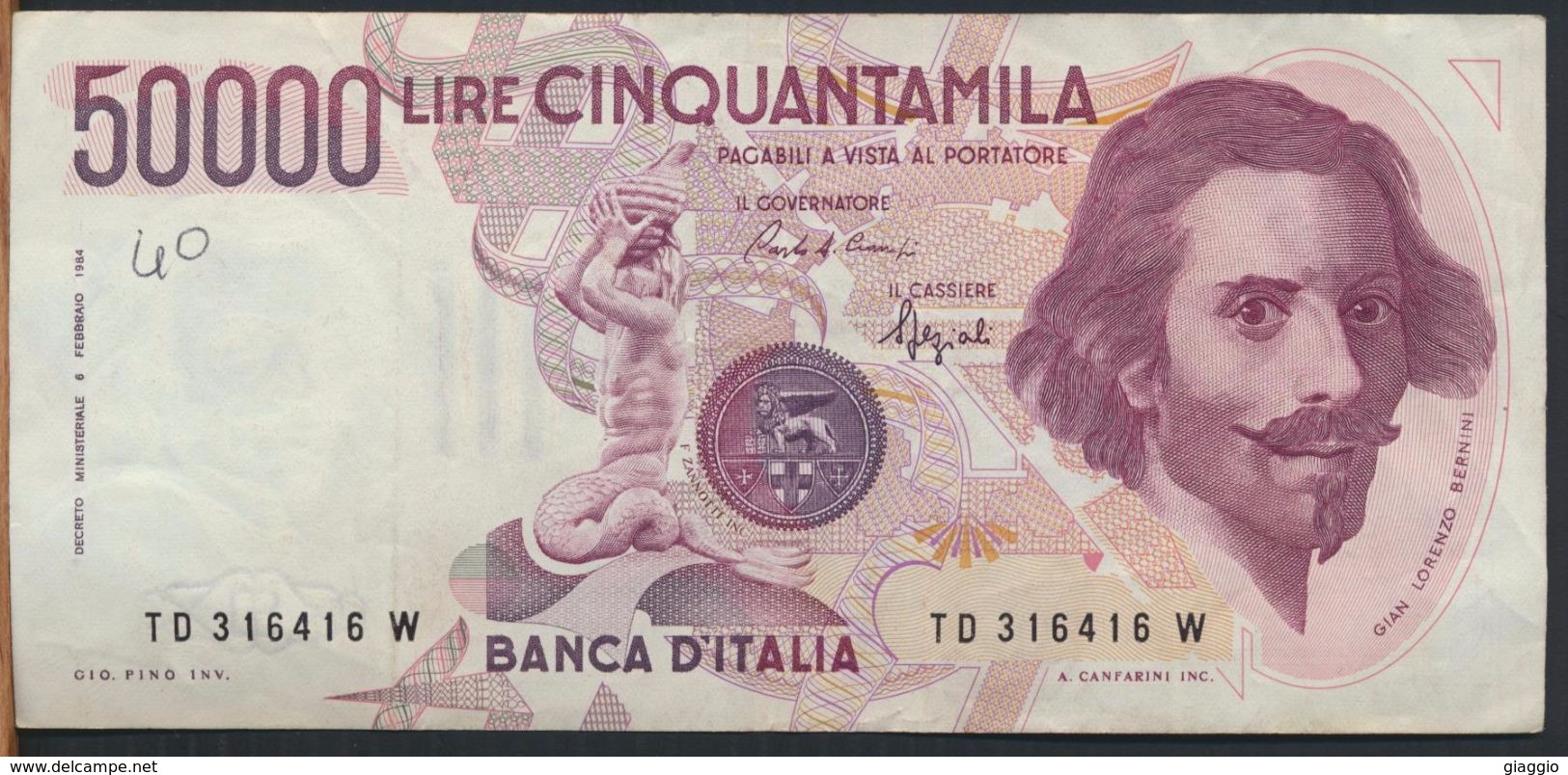 °°° ITALIA - 50000 LIRE BERNINI I° TIPO 25/01/1990 SERIE TD °°° - 50000 Lire