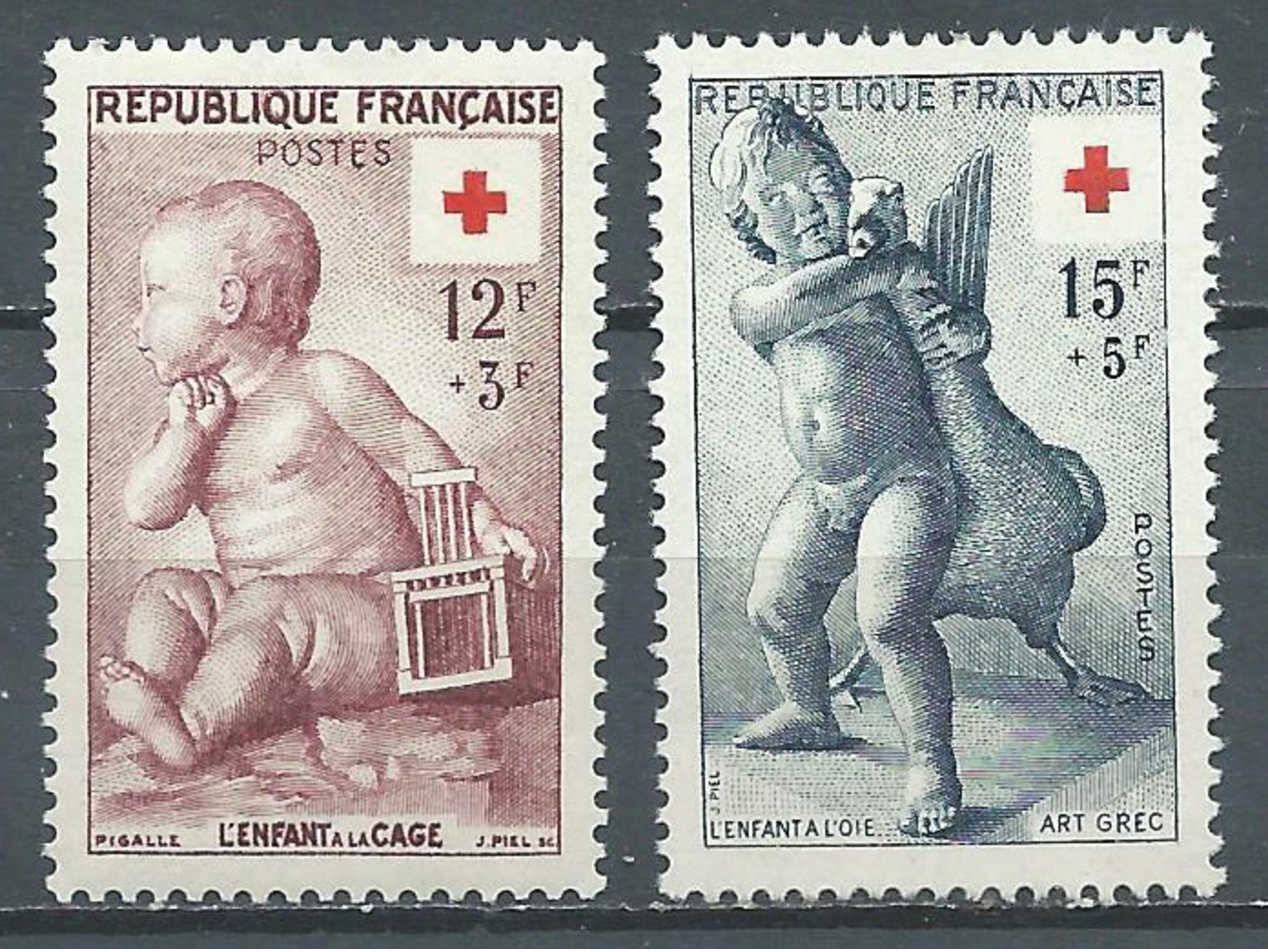 France YT N°1048/1049 Croix-Rouge 1955 Neuf/charnière * - Unused Stamps