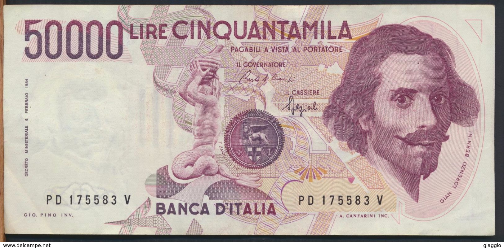 °°° ITALIA - 50000 LIRE BERNINI I° TIPO 25/01/1990 SERIE PD °°° - 50000 Lire