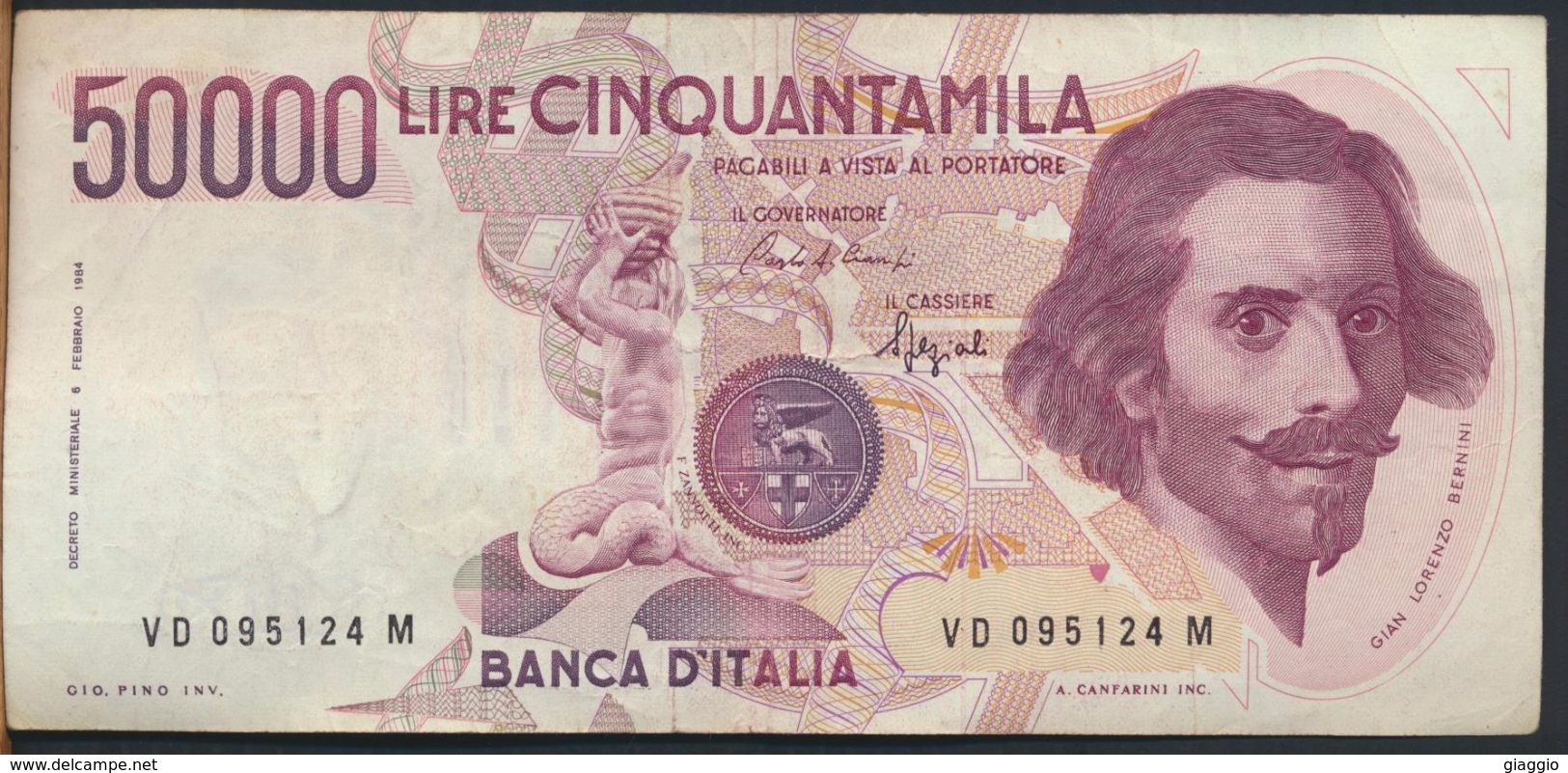 °°° ITALIA - 50000 LIRE BERNINI I° TIPO 25/01/1990 SERIE VD °°° - 50000 Lire