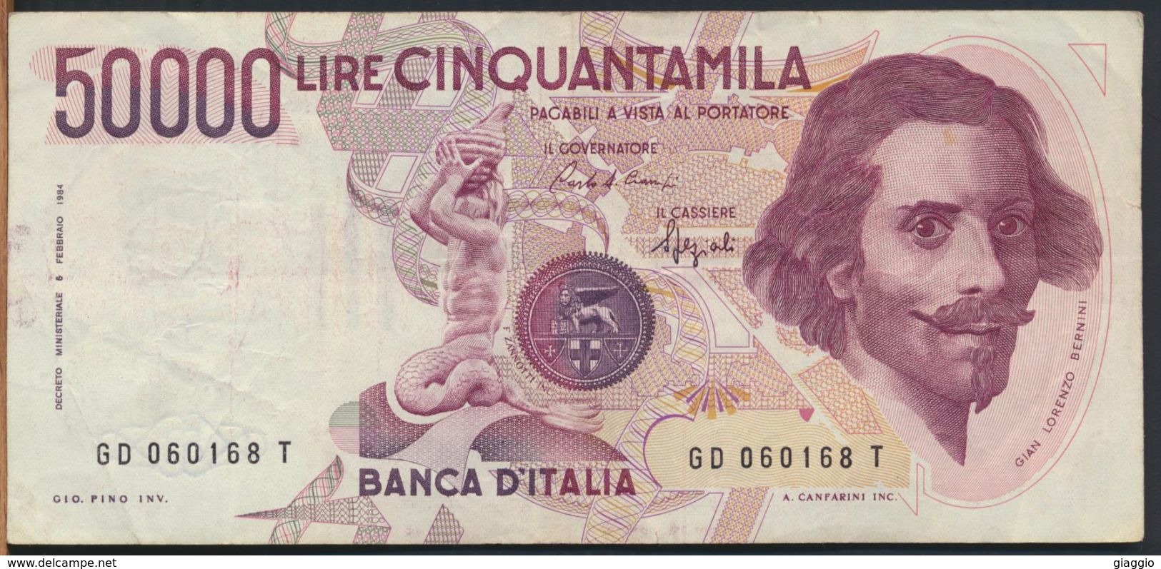 °°° ITALIA - 50000 LIRE BERNINI I° TIPO 25/01/1990 SERIE GD °°° - 50000 Liras