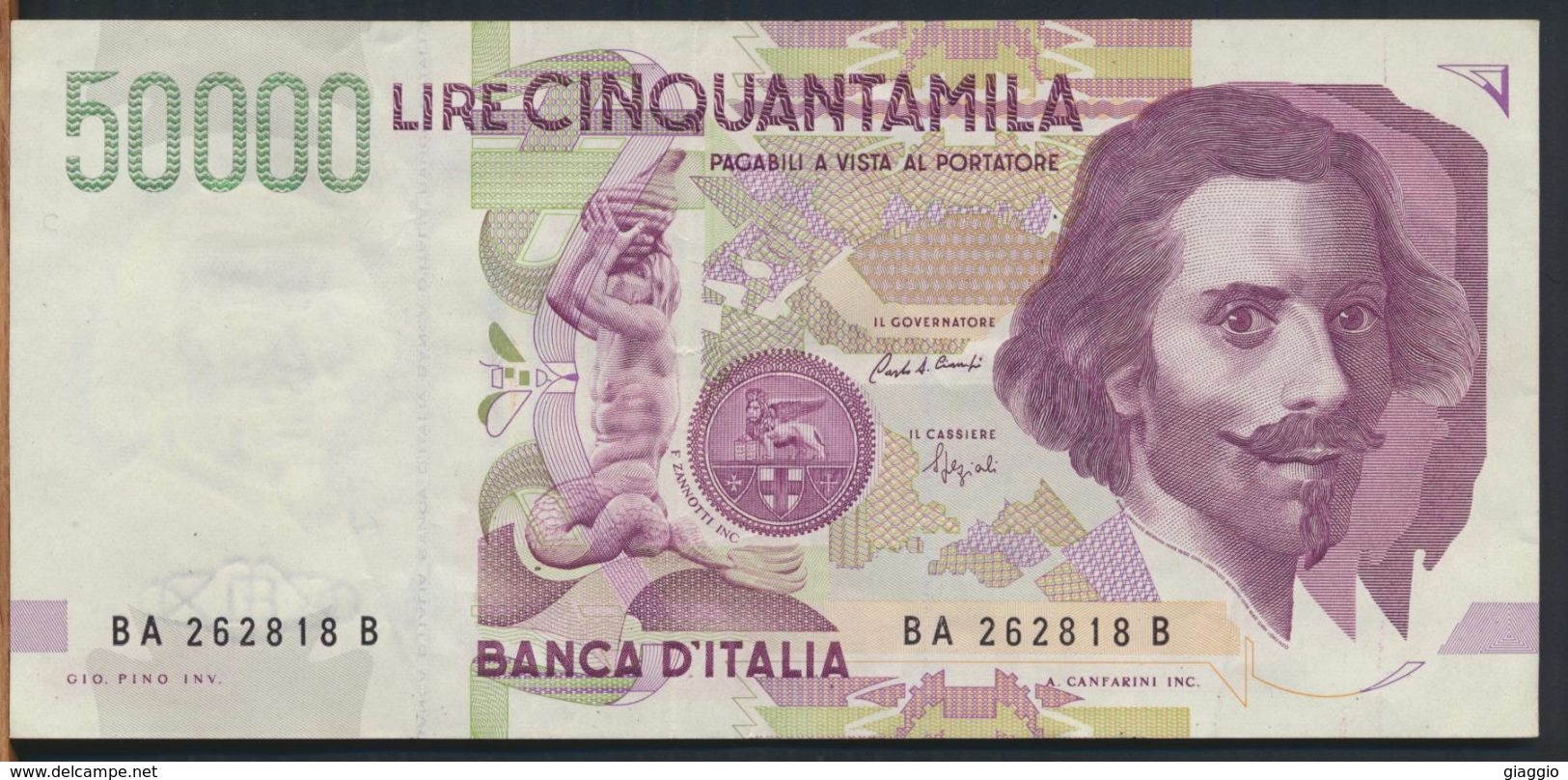 °°° ITALIA - 50000 LIRE BERNINI II° TIPO 27/05/1992 SERIE BA °°° - 50.000 Lire