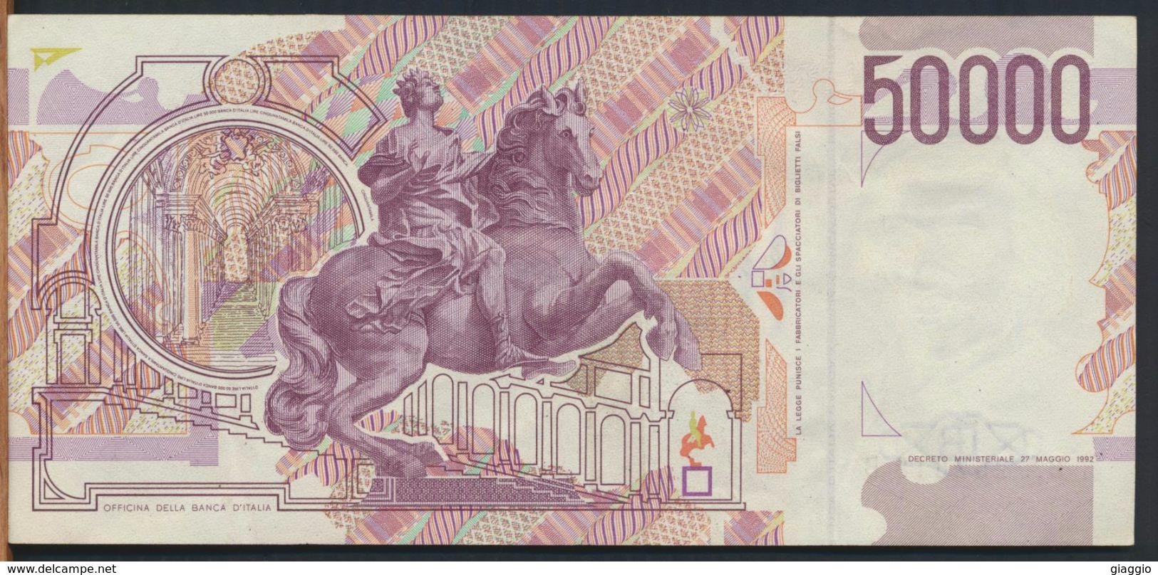 °°° ITALIA - 50000 LIRE BERNINI II° TIPO 27/05/1992 SERIE BA °°° - 50000 Liras