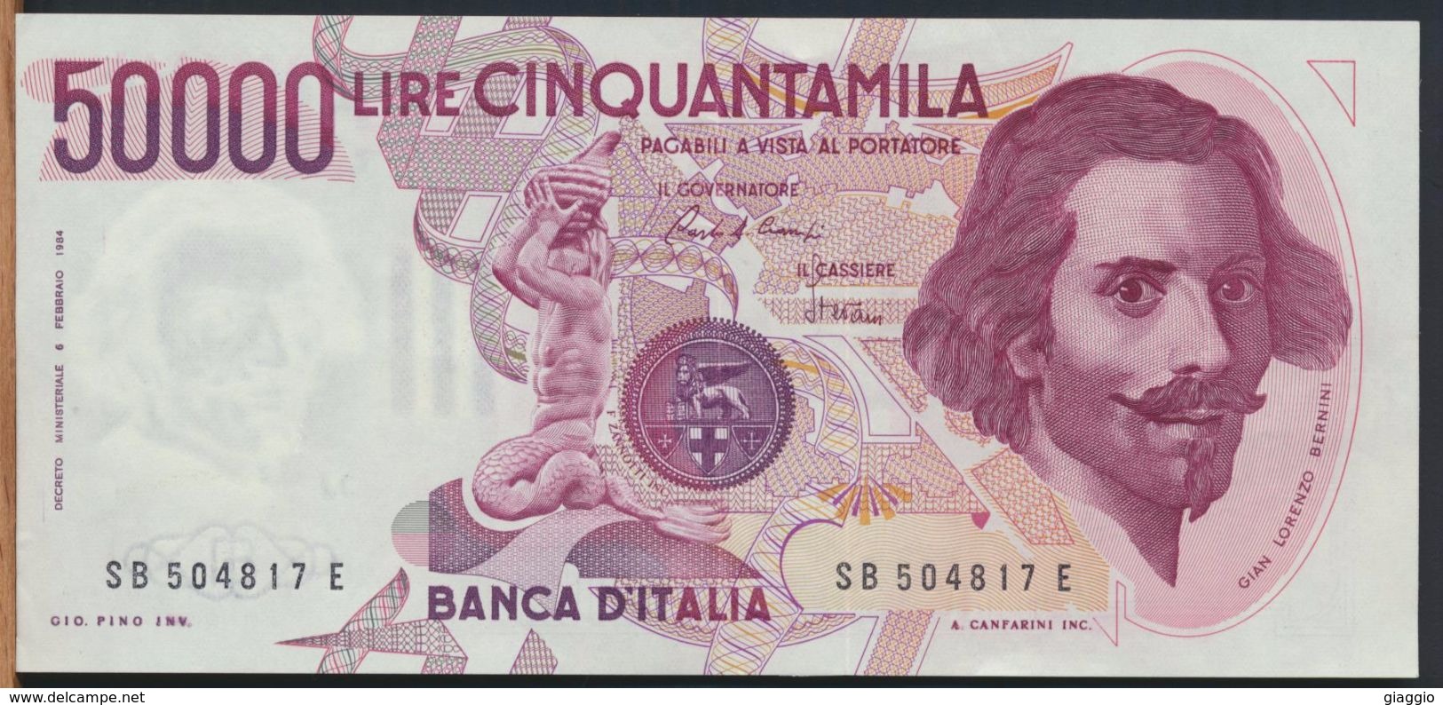 °°° ITALIA - 50000 LIRE BERNINI I° TIPO 28/10/1985 SERIE SB °°° - 50.000 Lire