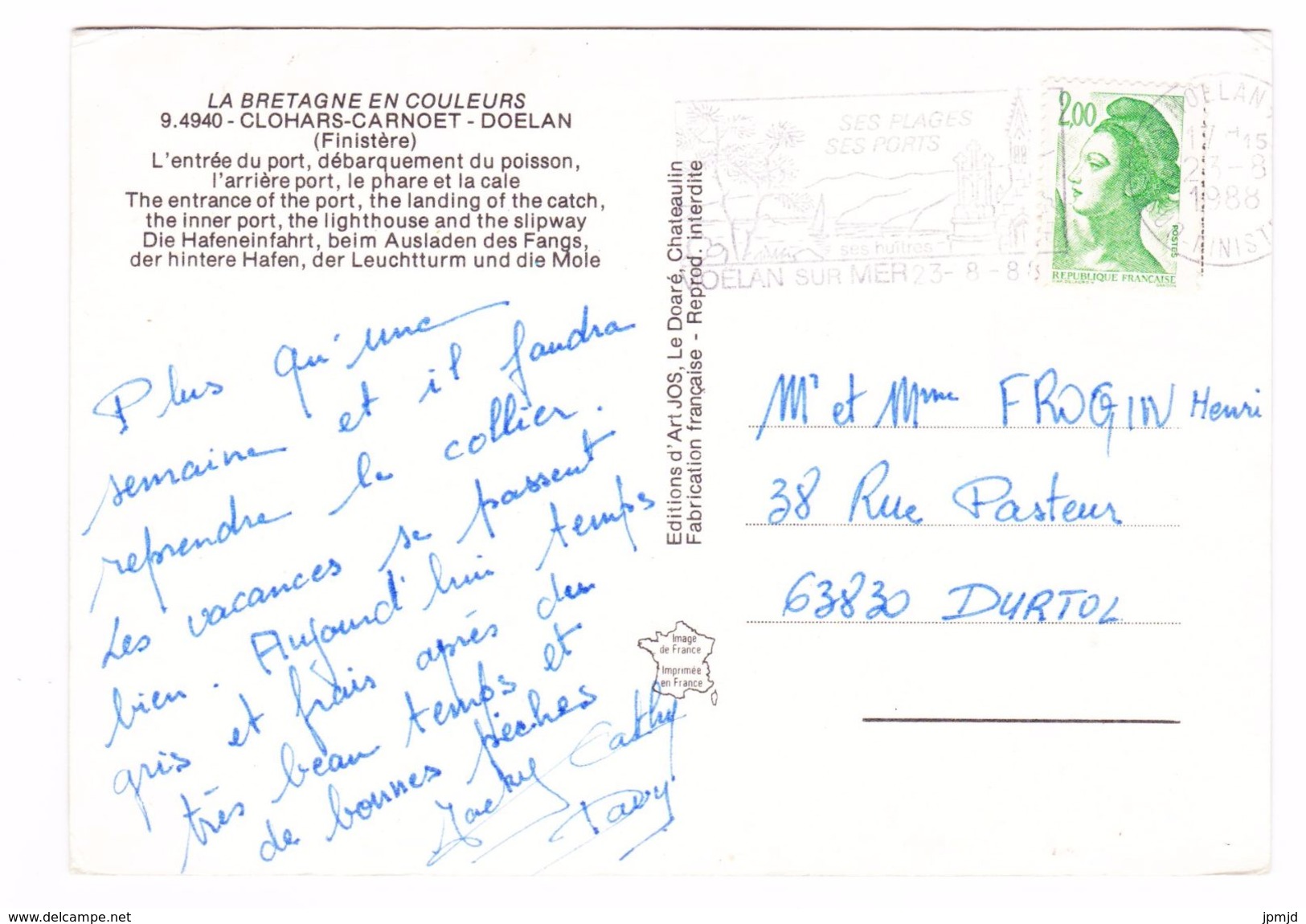 29 - CLOHARS CARNOET DOELAN - Multivues: L'entrée Du Port, Débarquement Du Poisson, Le Phare ... - JOS N° 9.4940 - 1988 - Clohars-Carnoët