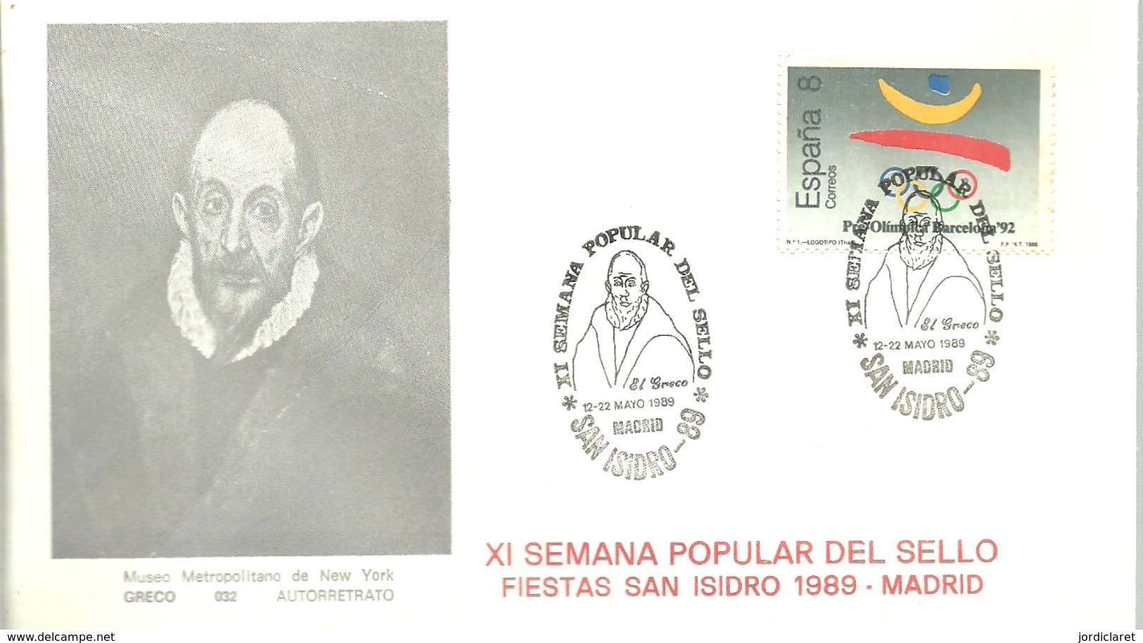 POSTMARKET ESPAÑA  1989  EL GRECO - Otros & Sin Clasificación