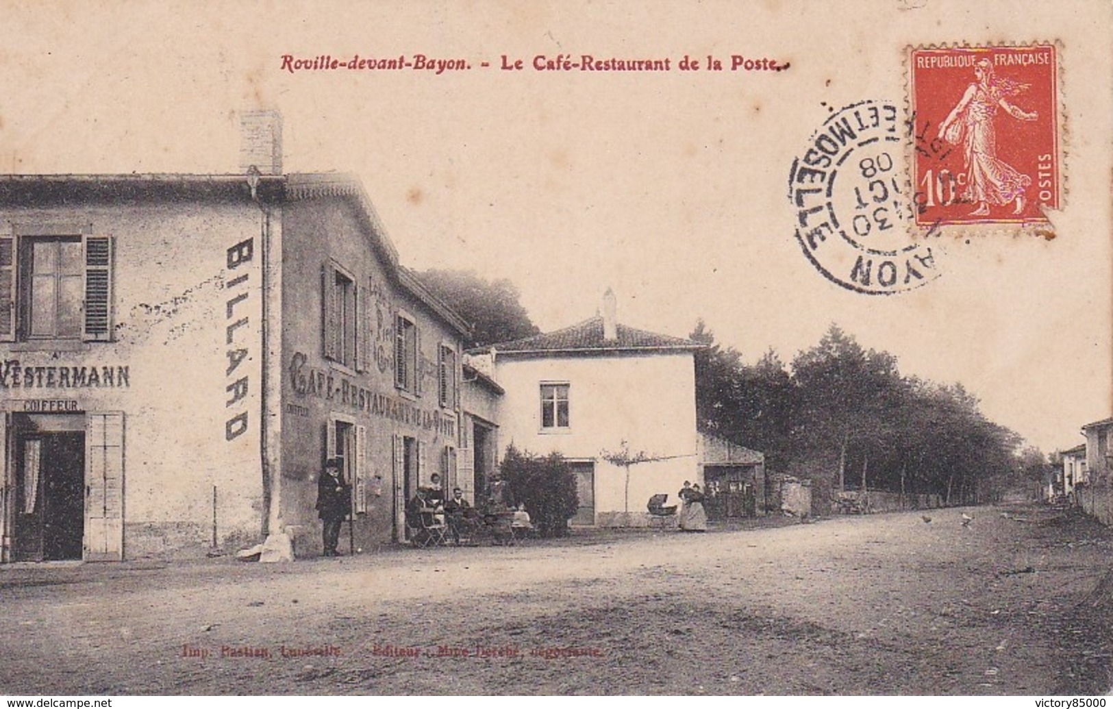 CPA. ROVILLE-DEVANT-BAYON. LE CAFE RESTAURANT DE LA POSTE. - Autres & Non Classés