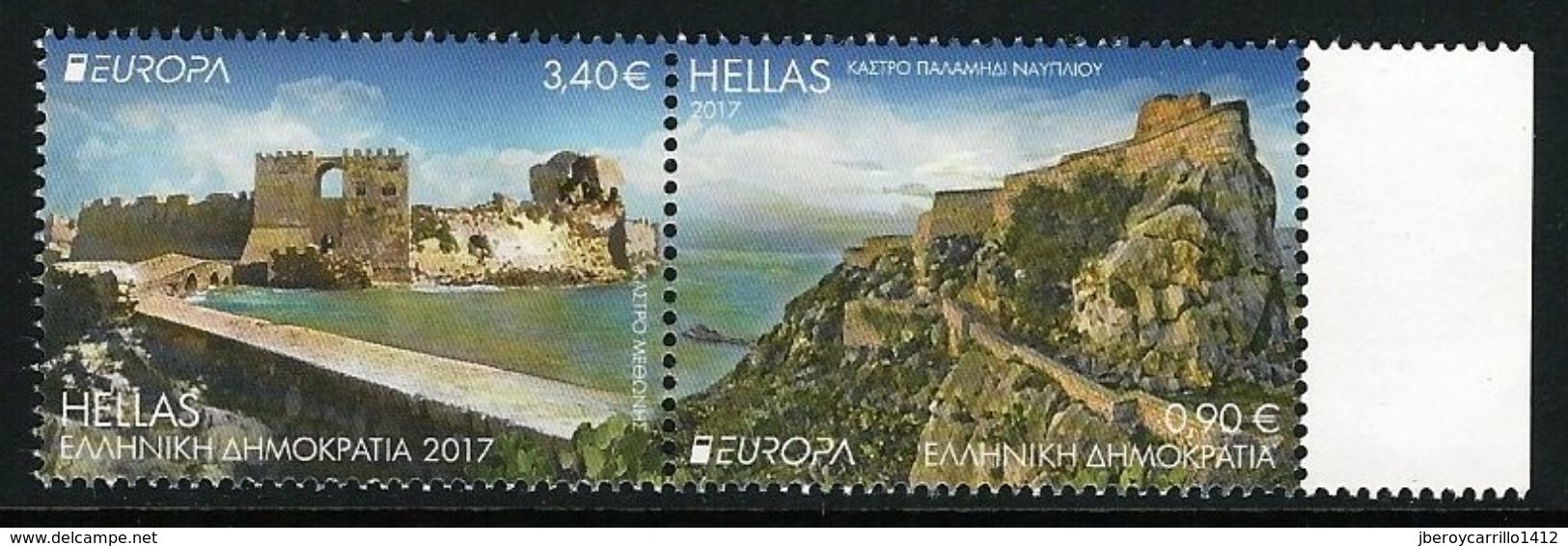 GRECIA/ GREECE/ GRIECHENLAND/ HELLAS  -EUROPA 2017- "CASTILLOS - CASTLES - SCHLÖSSER".-  SERIE De 2 V.TIPO A - 2017