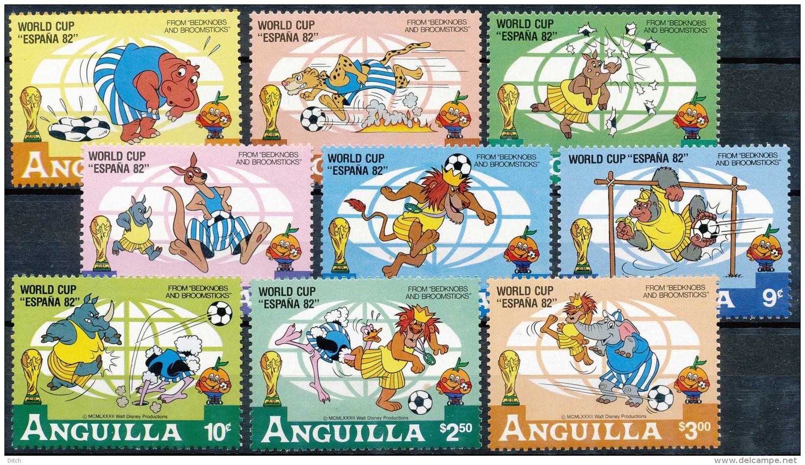 D- ANGUILLA 1982, Walt Disney, Wold Cup Espana 1982, Football, Animaux, SC, **/mnh - 1982 – Espagne