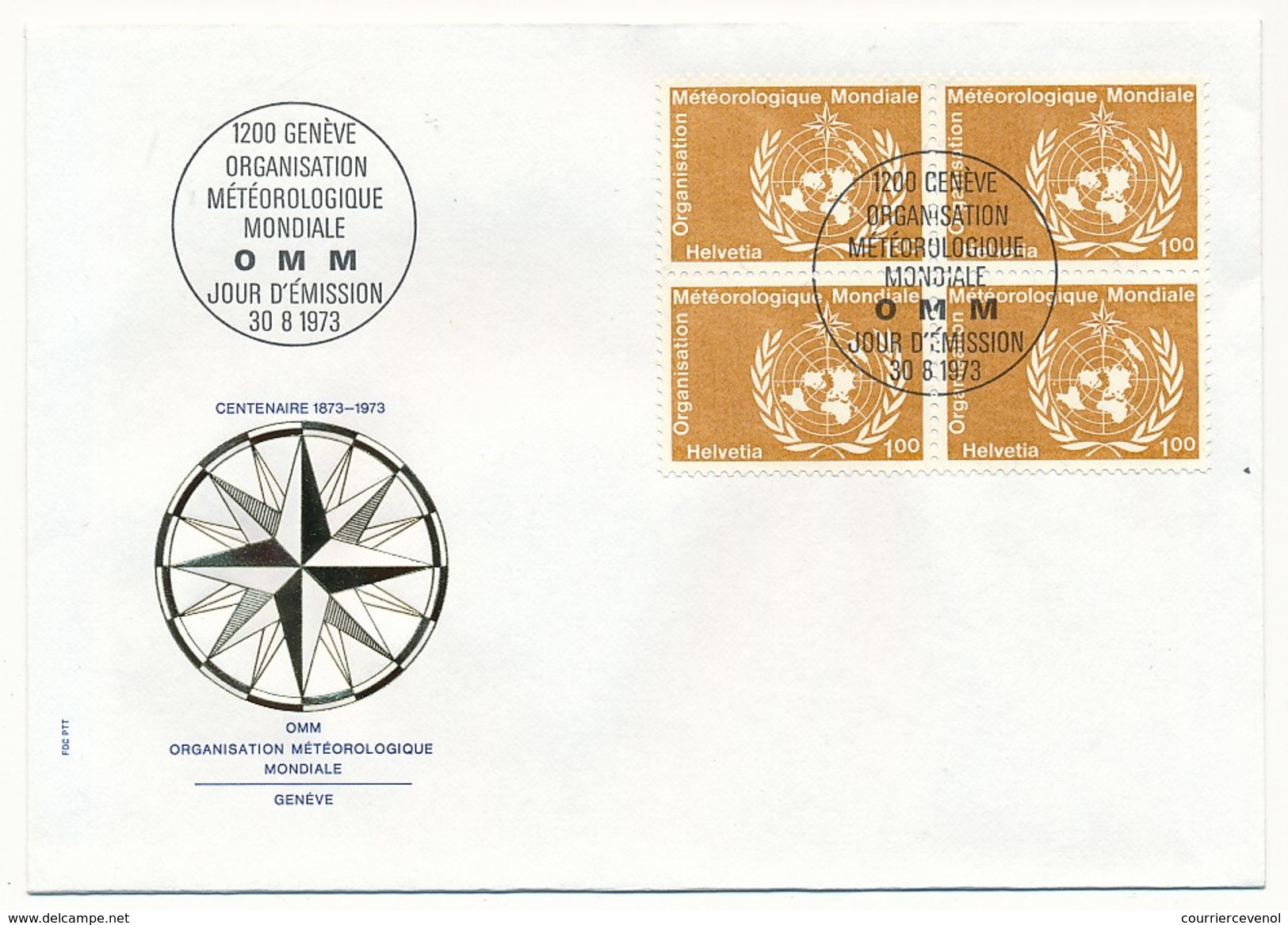 SUISSE - 8 Enveloppes FDC - Organisation météorologique mondiale 1973 (Timbres de service)