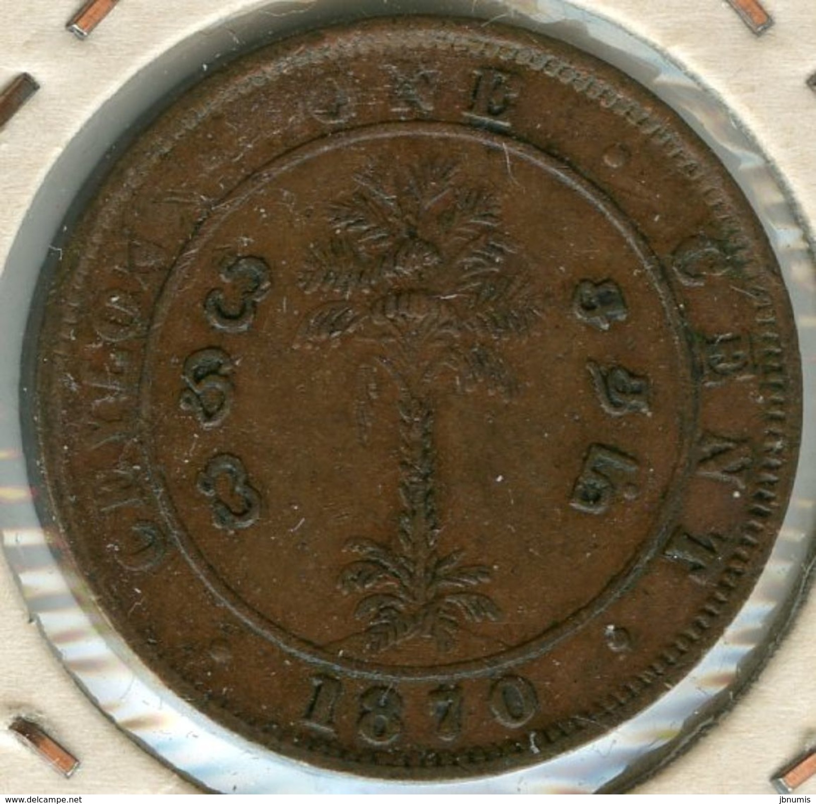 Sri Lanka Ceylon 1 Cent 1870 KM 92 - Sri Lanka