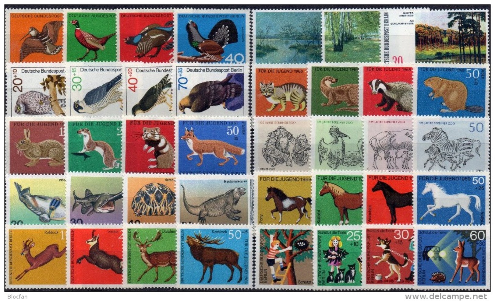 Lot 10 Sets Berlin ** 26€ Pferde-Rassen Wild-Katze Zoo Aquarium Vogel-Nest Tierpark Leguan Grunewald Nature Germany - Otros & Sin Clasificación