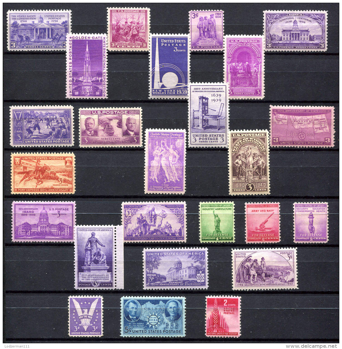 US 1938-43 - Ex Sc.835-907 (25 Stamps) MNH (postfrisch) Perfect (all VF) - Nuovi