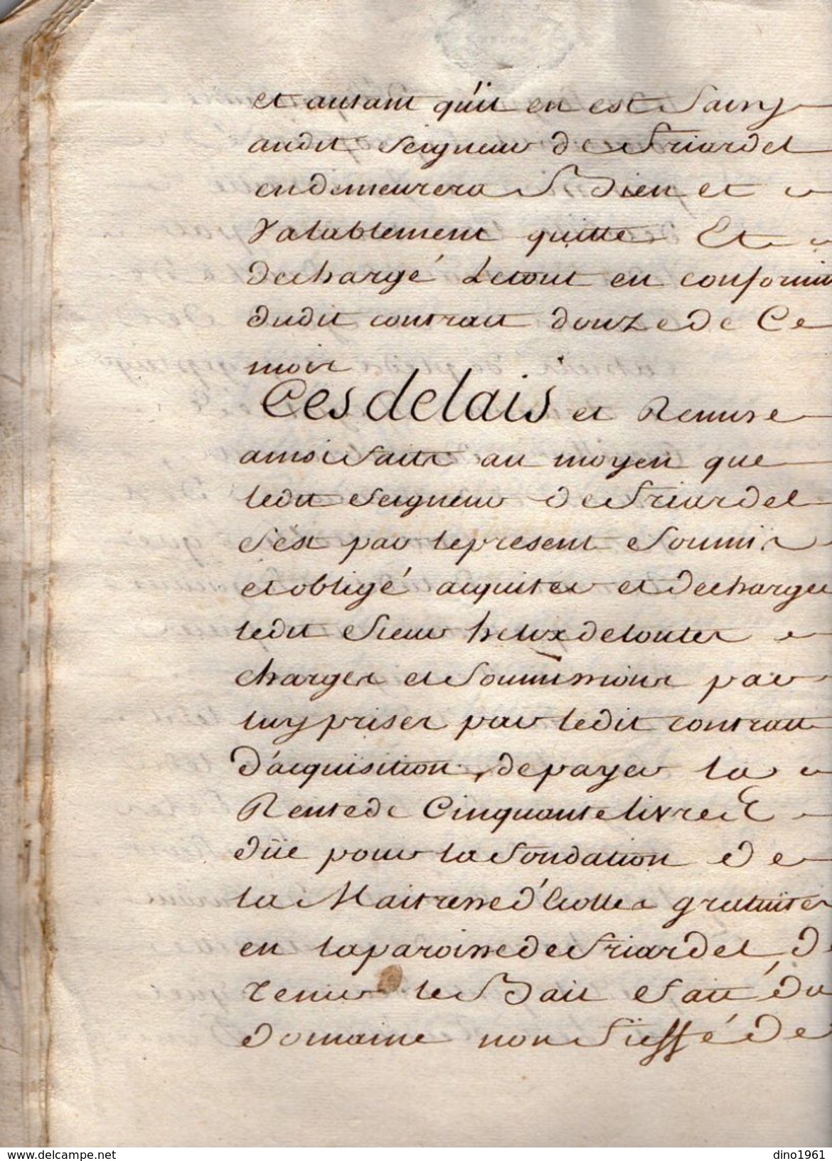 VP11.435 - ROUEN - Acte de 1765 - Entre Mrs G. HELIX Ecuyer avocat à ORBEC & F.de MAILLET Chevalier Seigneur de FRIARDEL
