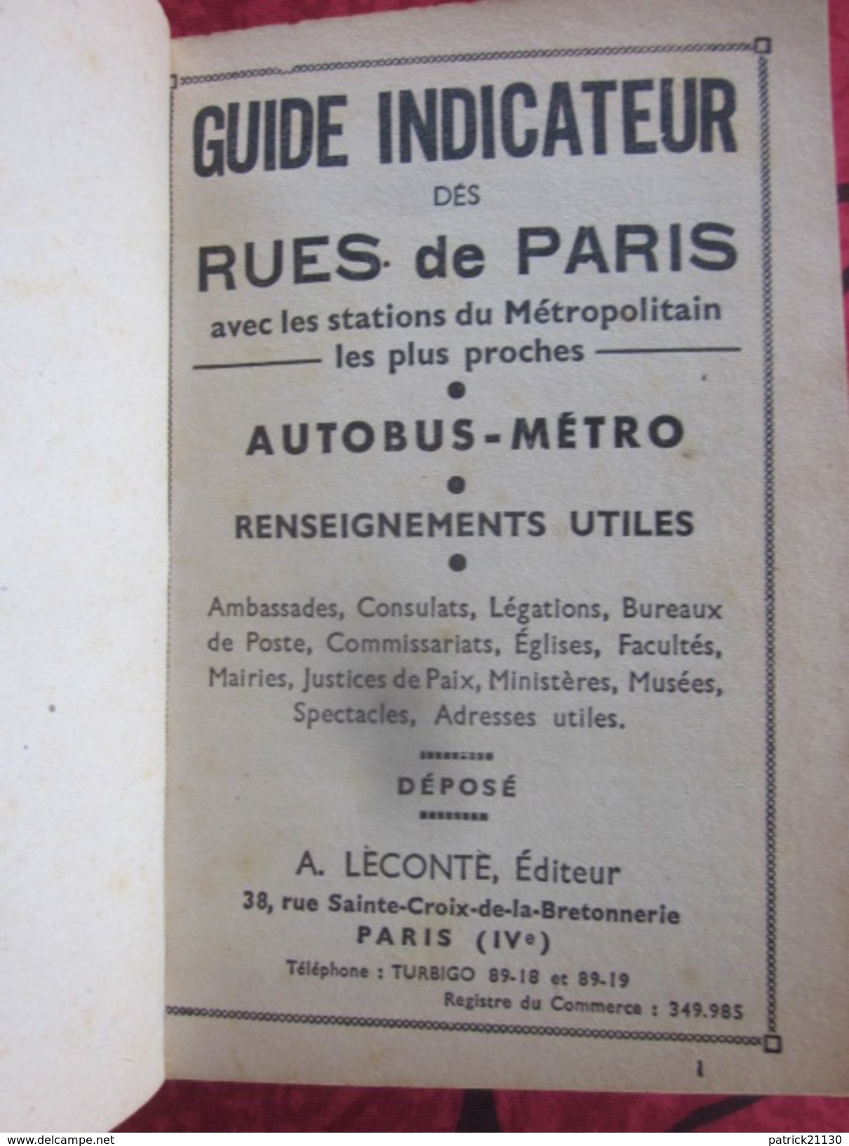 1938 PLAN COMMODE DE PARIS ET SA GRANDE CARTE / METRO AUTOBUS - Other Plans