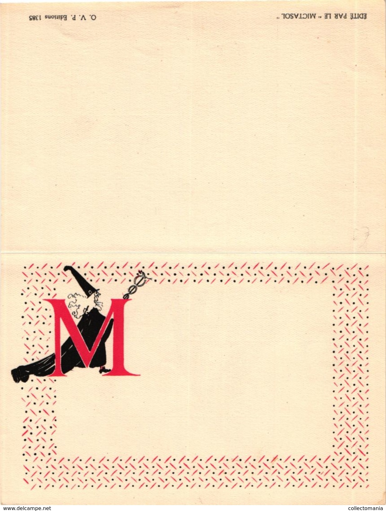 3 Cartes Menus PUB Mictasol   Illustrateur Roger Cartier    L'Offerande à Priape    Croisade   Misanthrope - Menus