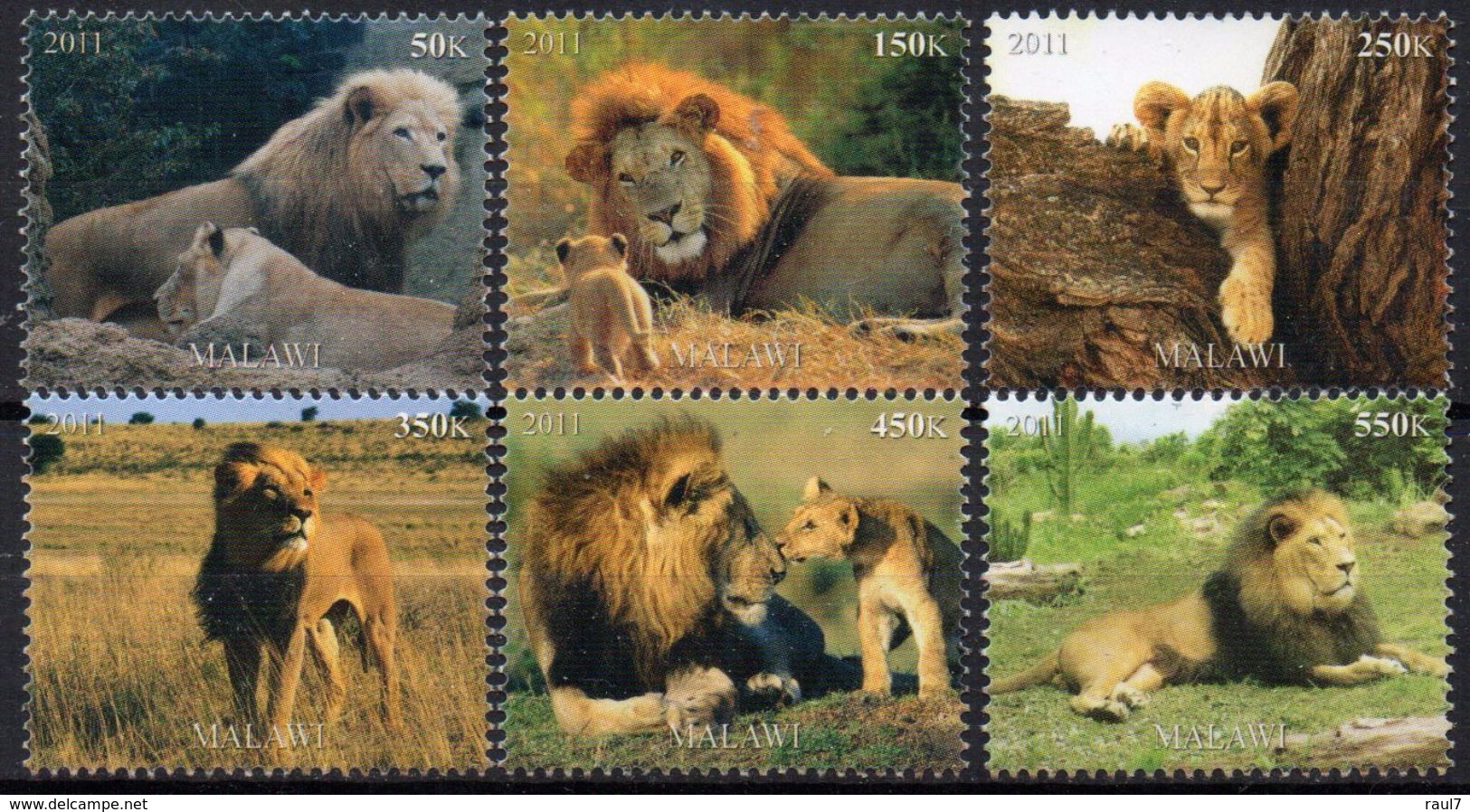 Faune Africaine, Lions - 6 Timbres Neufs 2011 // Mnh - Big Cats (cats Of Prey)