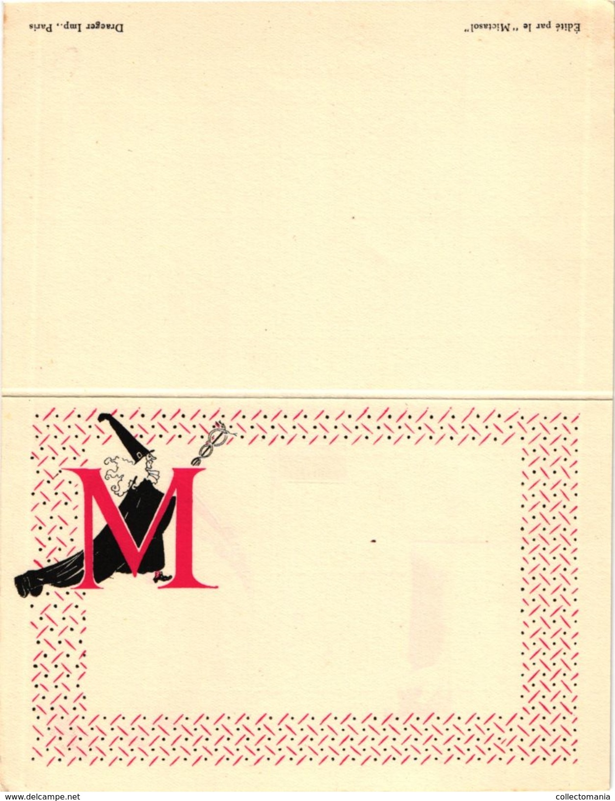3 Carte Chromo Menu PUB Mictasol   Illustrateur Roger Cartier   & Felix Lorian  Ordonnance Hippocrate Offrande à Priape - Menus