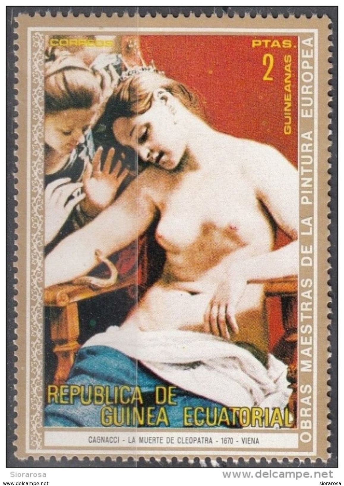 268 Guinea Equatoriale 1972 " La Morte Di Cleopatra " Quadro Dipinto Da Cagnacci Nuovo MNH Barocco Paintings Equatorial - Nudes