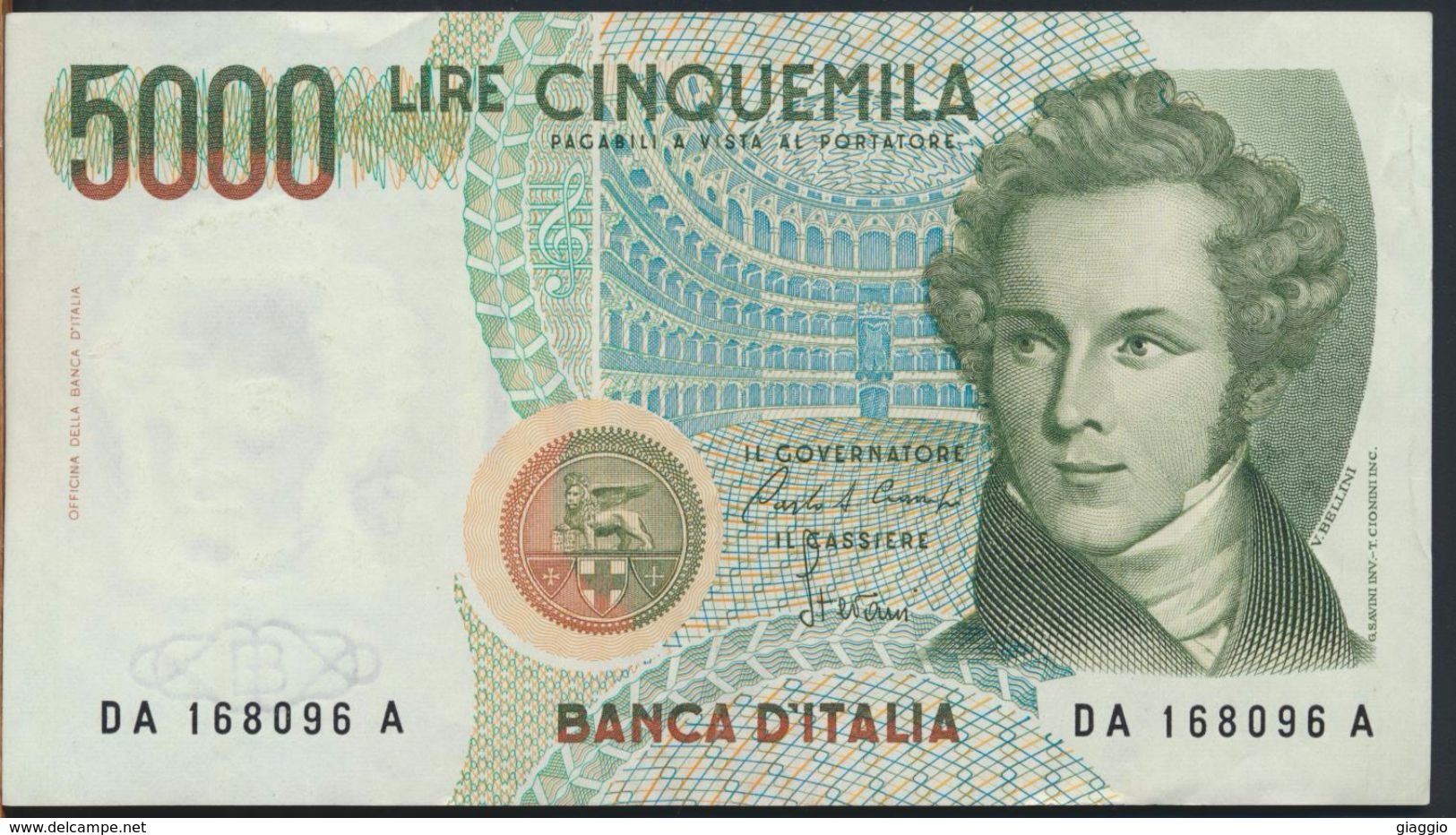 °°° ITALIA - 5000 LIRE BELLINI 31/01/1985 SERIE DA °°° - 5000 Lire