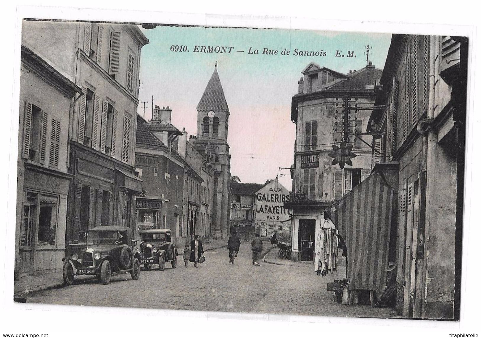 CPA 6910 ERMONT La Rue De Sannois EM 95 Val D'Oise Animée Automobile Galeries Lafayettes Boucherie - Ermont-Eaubonne