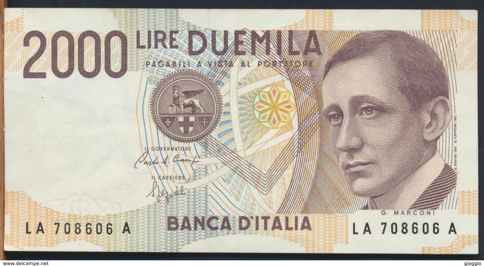 °°° ITALIA - 2000 LIRE G. MARCONI 24/10/1990 SERIE LA °°° - 2.000 Lire