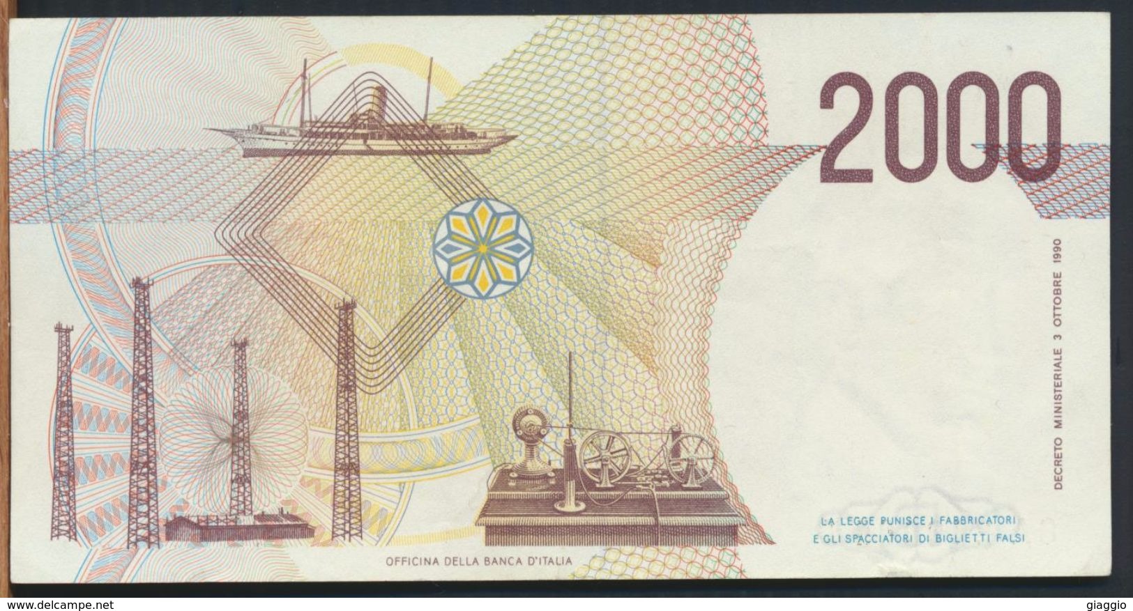 °°° ITALIA - 2000 LIRE G. MARCONI 24/10/1990 SERIE GA °°° - 2.000 Lire