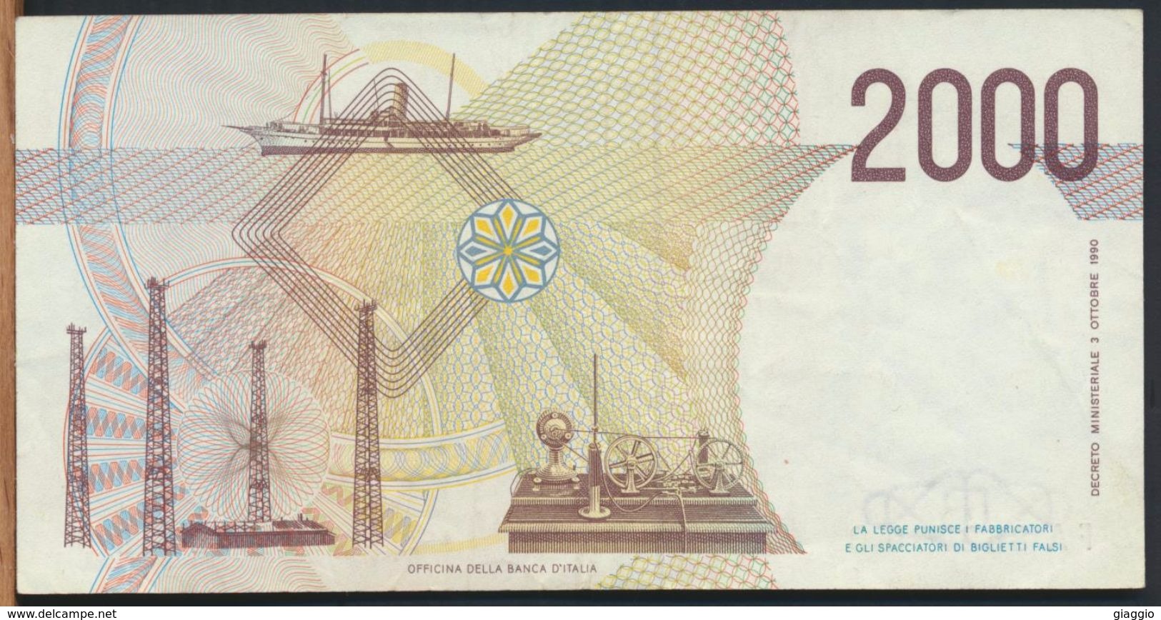 °°° ITALIA - 2000 LIRE G. MARCONI 24/10/1990 SERIE FA °°° - 2.000 Lire