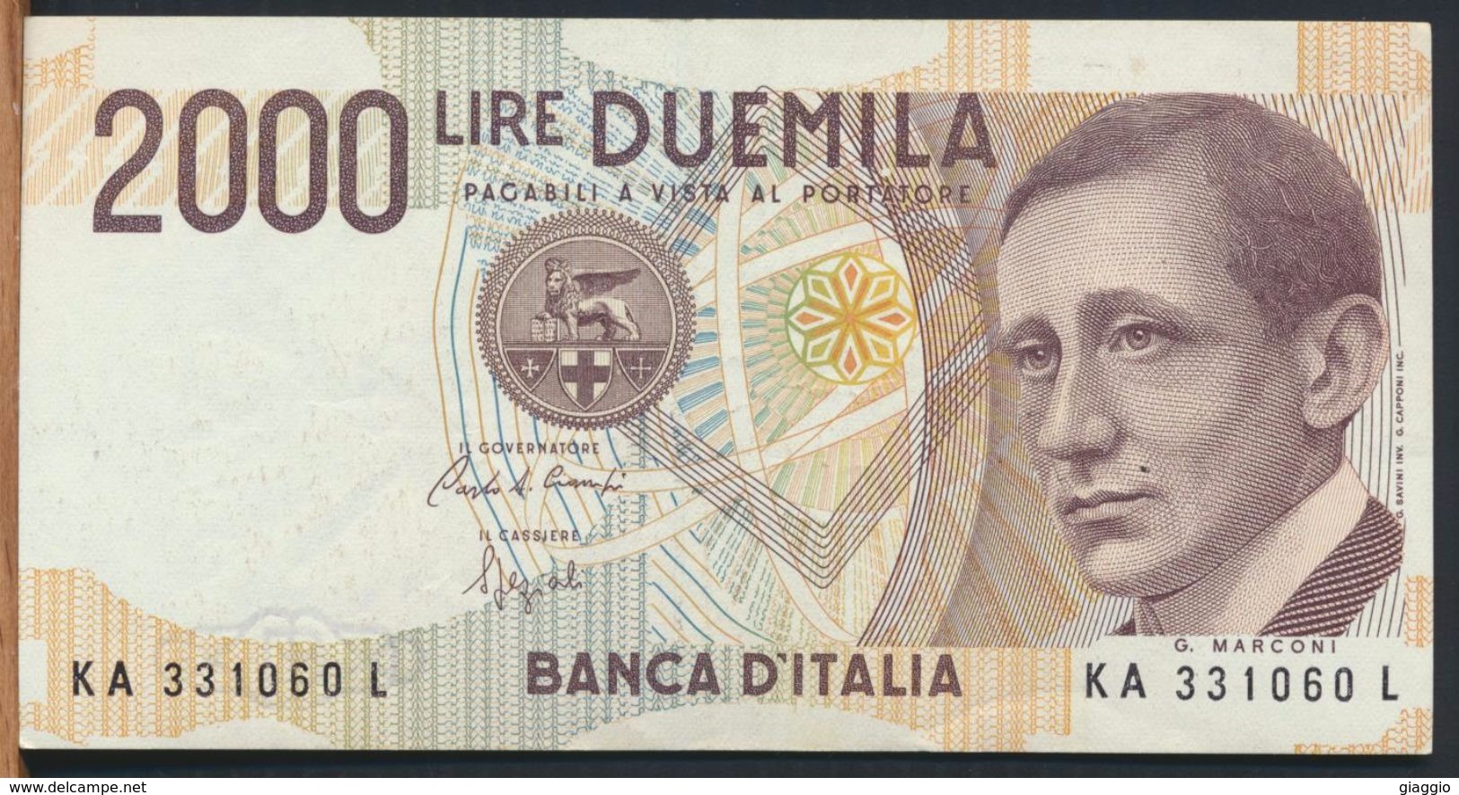 °°° ITALIA - 2000 LIRE G. MARCONI 24/10/1990 SERIE KA °°° - 2000 Lire