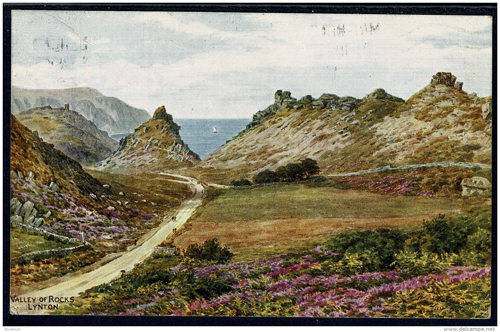 RB 1176 -  1934 ARQ  J. Salmon Postcard - Valley Of Rocks Lynton Devon - Minehead Krag Cancel Postmark - Lynmouth & Lynton