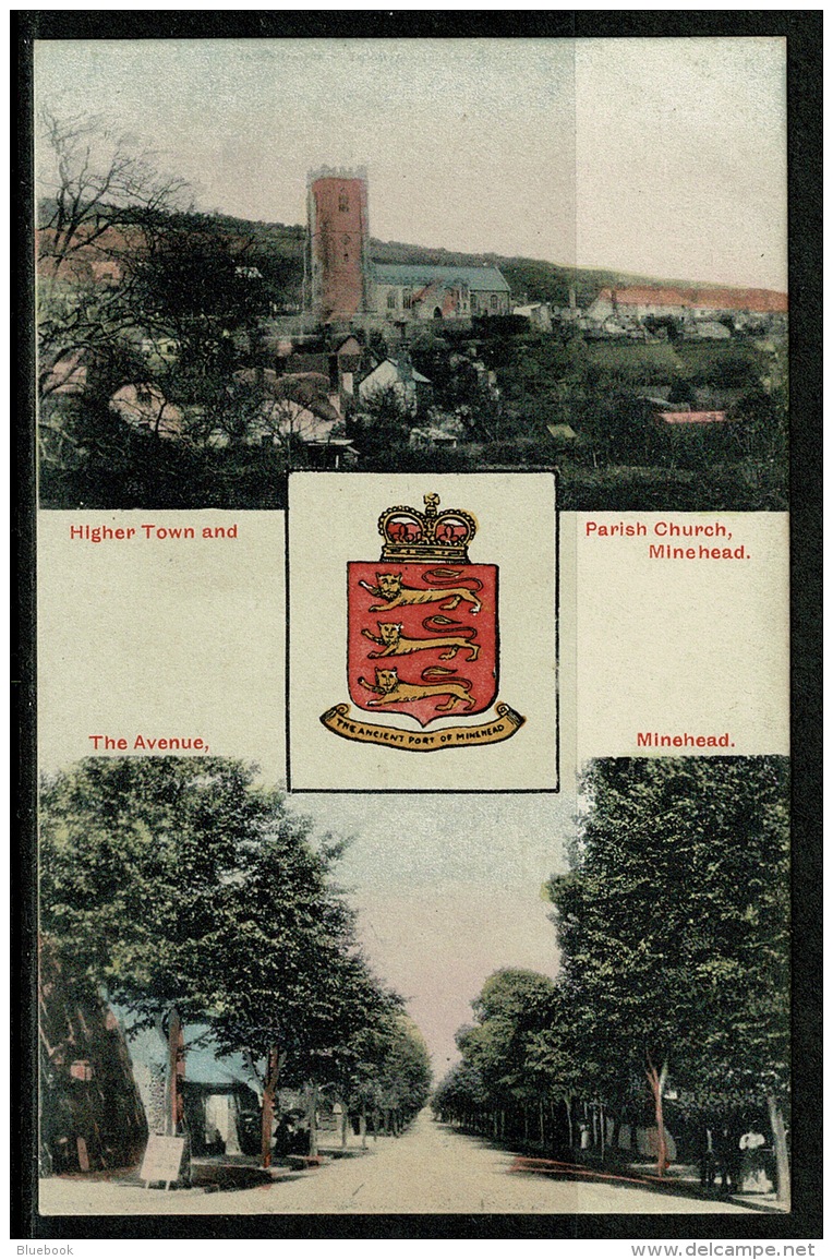 RB 1176 -  Double View Postcard With Coat Of Arms - Minehead Somerset - Minehead