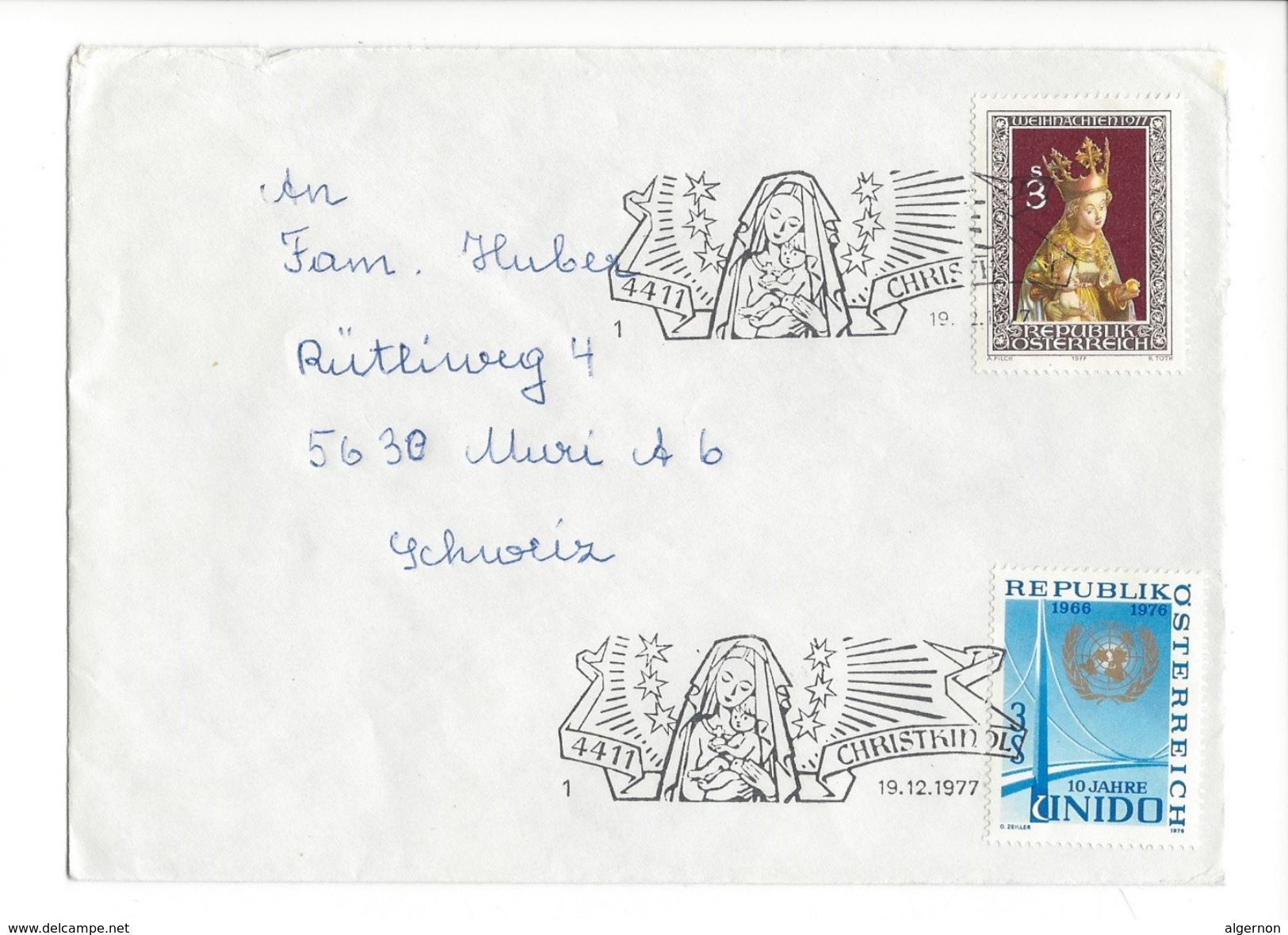 18108 - Cover Christkindl  19.12.1977 Pour Muri Schweiz - Noël