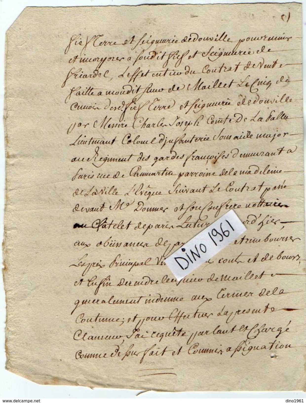 VP11.443 ALENCON - Acte De 1787- Entre Mrs De MAILLET Chevalier Seigneur De FRIARDEL & DOUVILLE Contre Le Comte De PALLU - Algemene Zegels