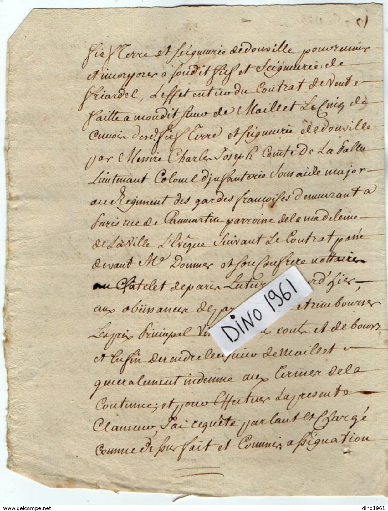 VP11.443 ALENCON - Acte De 1787- Entre Mrs De MAILLET Chevalier Seigneur De FRIARDEL & DOUVILLE Contre Le Comte De PALLU - Seals Of Generality