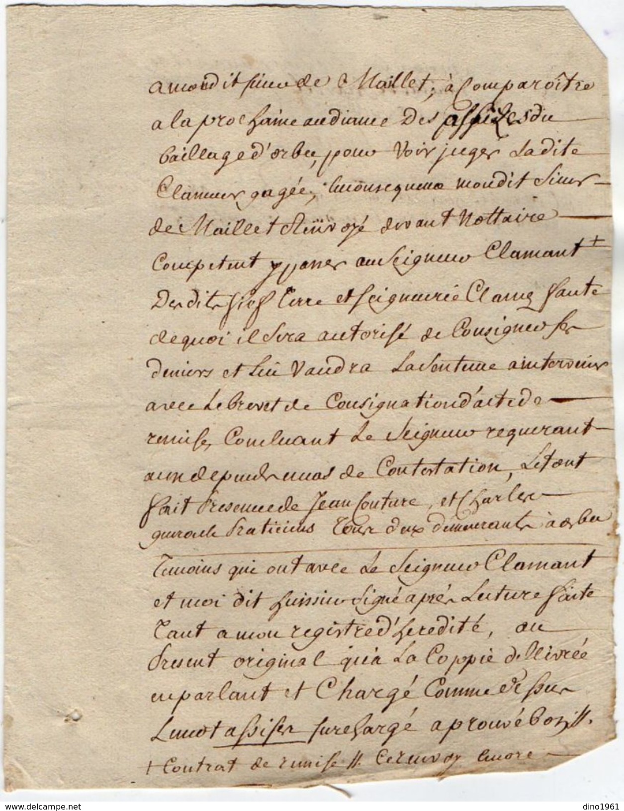 VP11.443 ALENCON - Acte De 1787- Entre Mrs De MAILLET Chevalier Seigneur De FRIARDEL & DOUVILLE Contre Le Comte De PALLU - Matasellos Generales