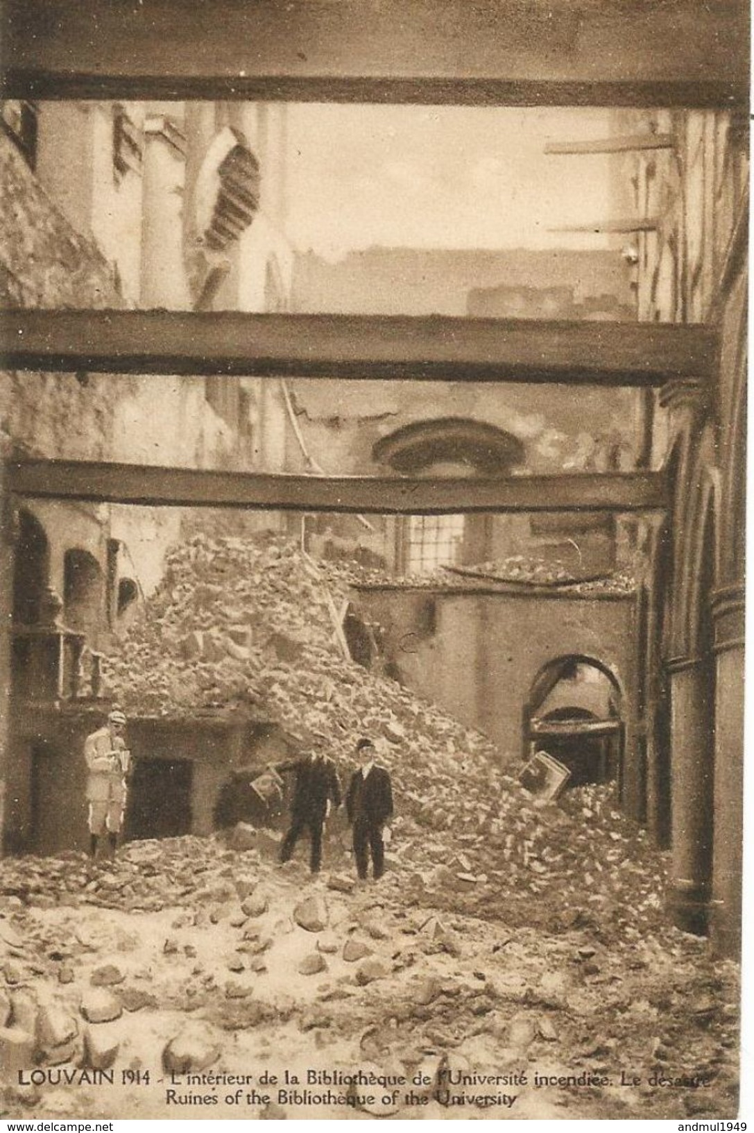 LOUVAIN-LEUVEN 1914 - L'Intérieur De La Bibliothèque De L'Université Incendiée - N'a Pas Circulé - Leuven