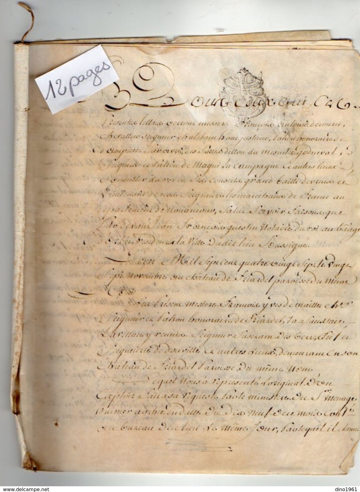 VP11.444 - ALENCON - Acte De 1787- Remise De Titre Par Mr De MAILLET Chevalier Seigneur De FRIARDEL & DOUVILLE - Cachets Généralité