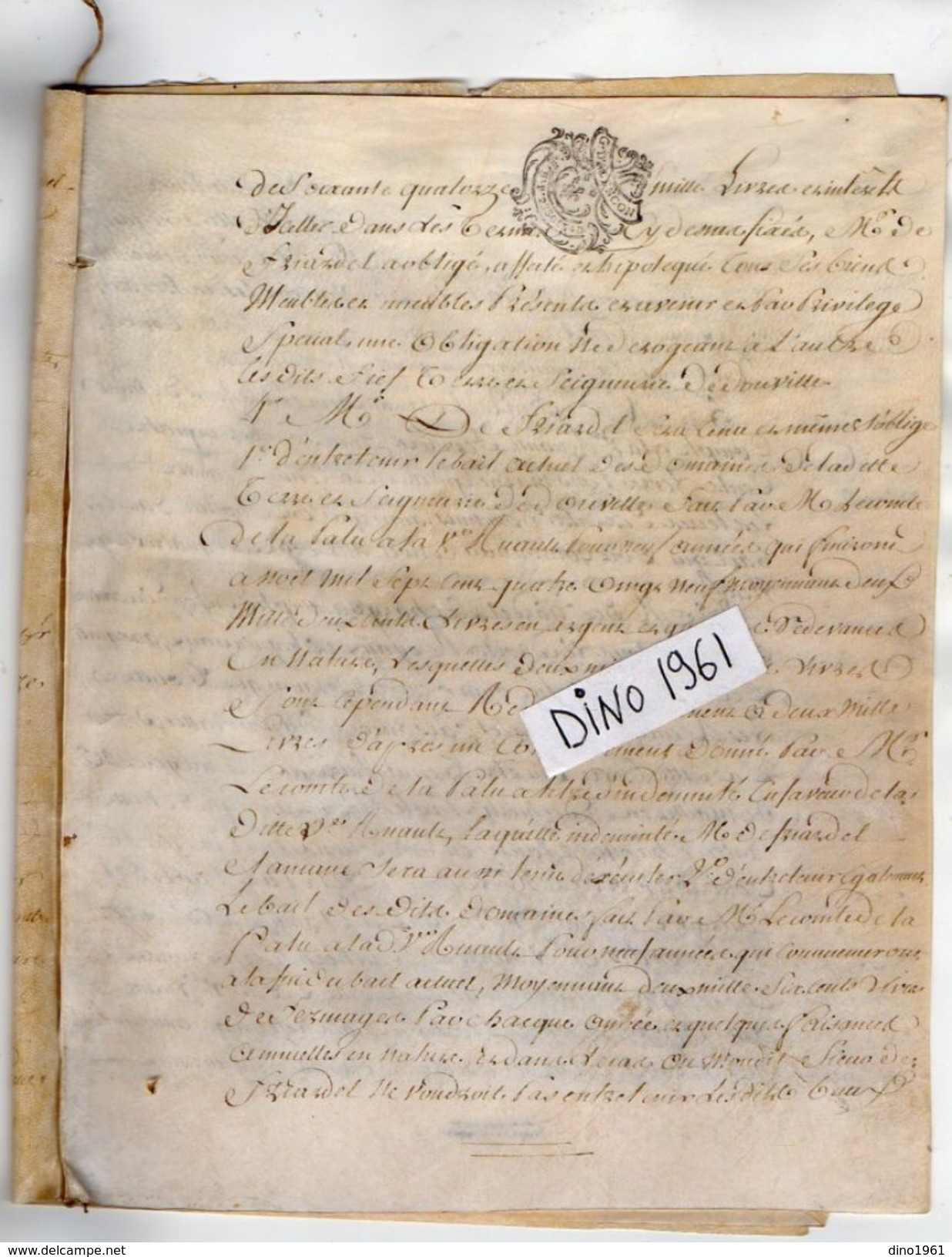 VP11.444 - ALENCON - Acte De 1787- Remise De Titre Par Mr De MAILLET Chevalier Seigneur De FRIARDEL & DOUVILLE - Cachets Généralité