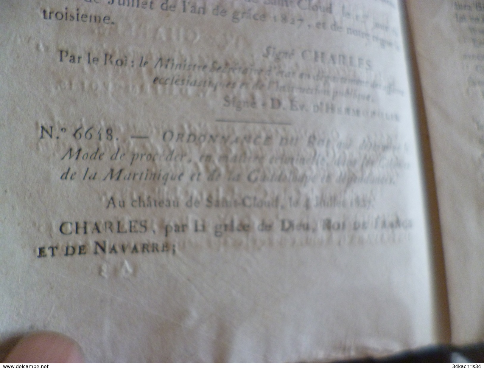 Bulletin Des Lois N°174 8/07/1827 Dont Colonies Esclavage Procédure Criminelle De Martinique Et Guadeloupe. - Décrets & Lois