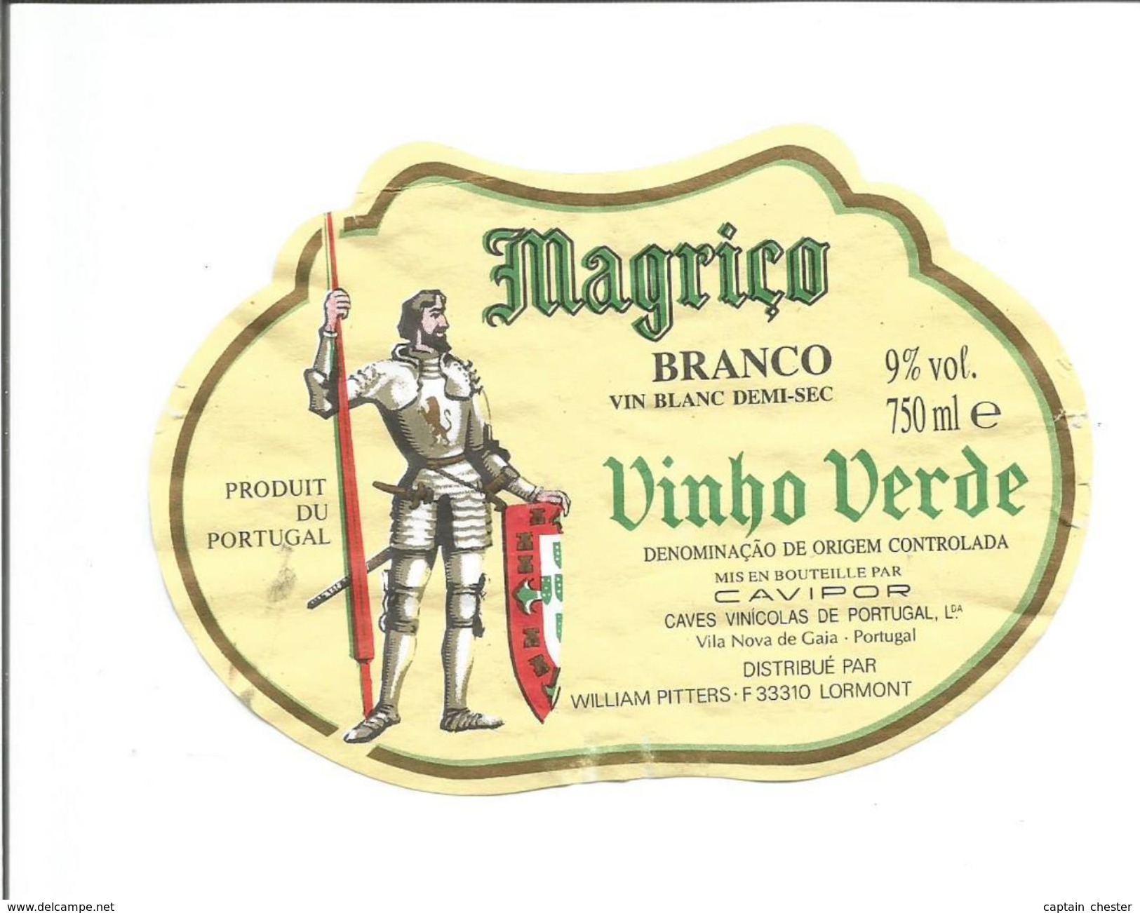 Etiquette De VIN DU PORTUGAL - Vinho Verde Magriço ( Armure ) - Armures