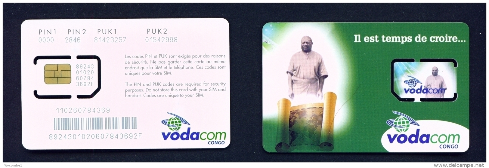 CONGO DR (KINSHASA)  - Mint Unused SIM Phonecard  Vodacom  Stock Scan - Congo