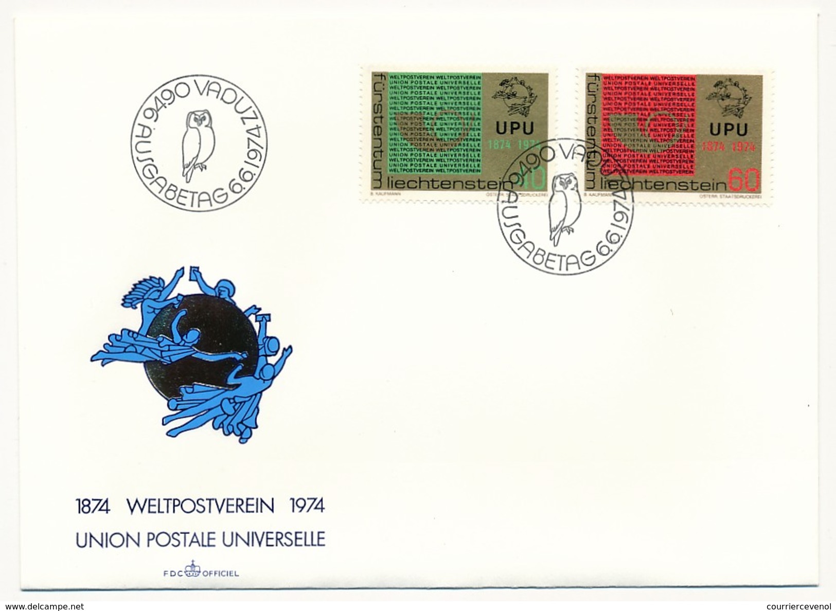 LIECHTENSTEIN - 3 Enveloppes FDC - UNION POSTALE UNIVERSELLE - 1974 - U.P.U.