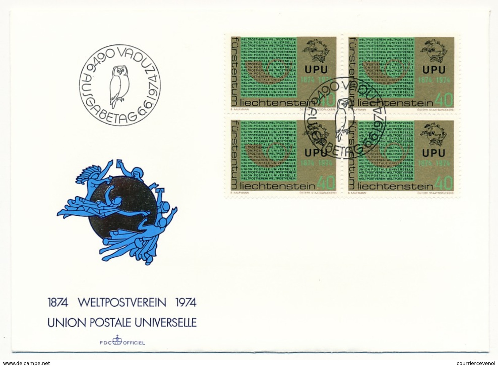 LIECHTENSTEIN - 3 Enveloppes FDC - UNION POSTALE UNIVERSELLE - 1974 - U.P.U.