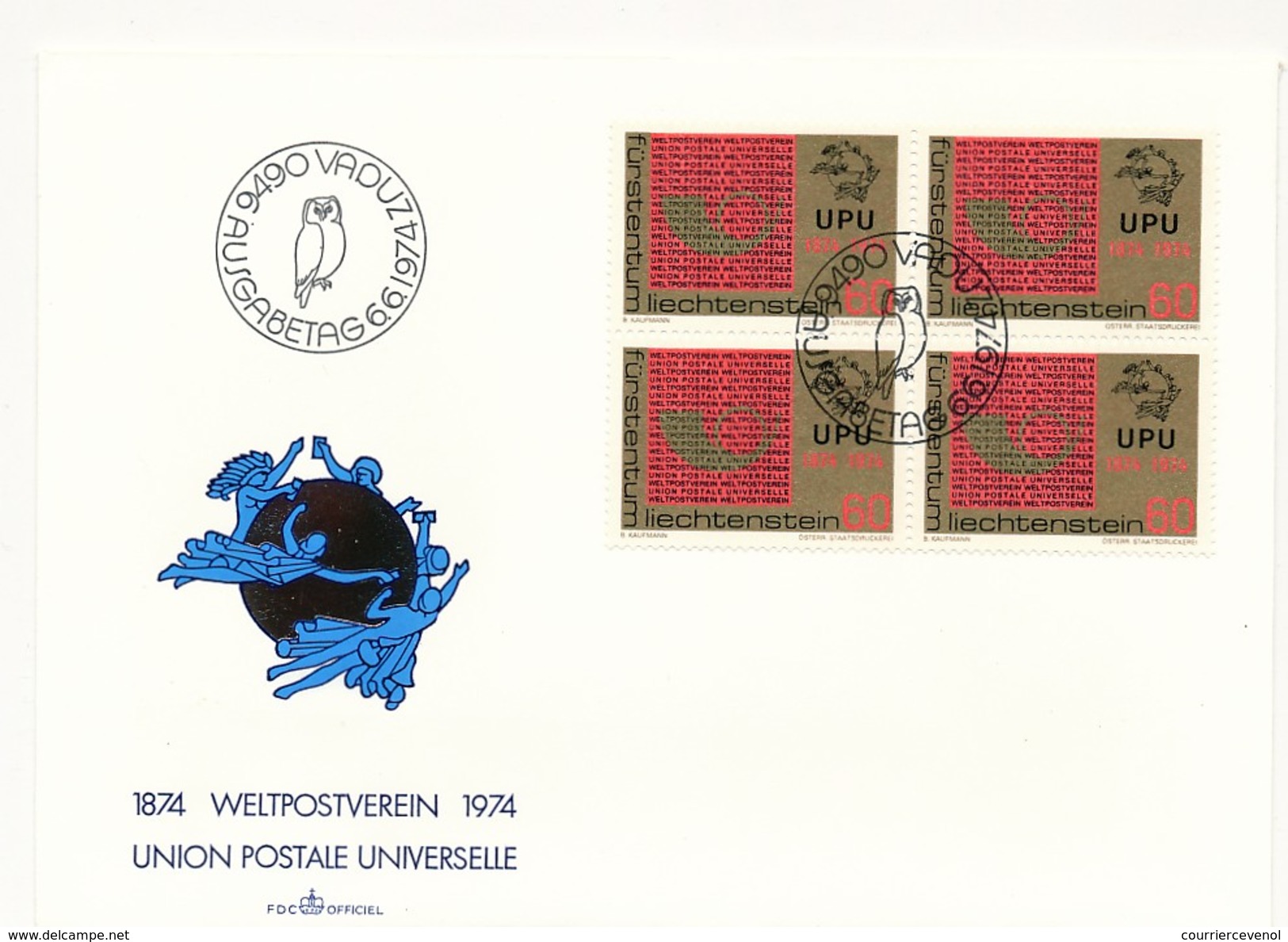 LIECHTENSTEIN - 3 Enveloppes FDC - UNION POSTALE UNIVERSELLE - 1974 - U.P.U.