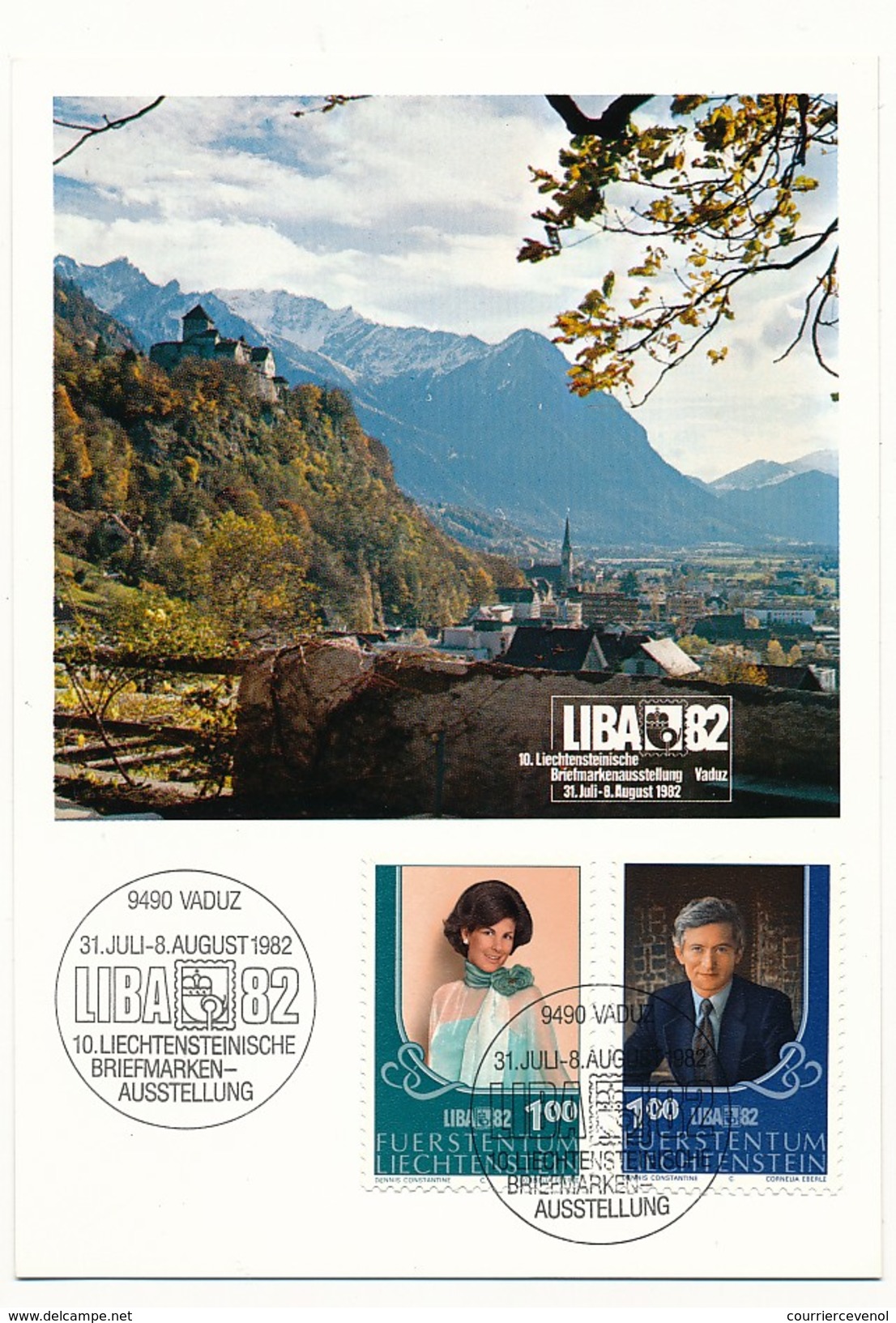 LIECHTENSTEIN - 3 Enveloppes FDC + 1 Carte  - Prince / Princesse Du Liechtenstein 1982 - Royalties, Royals