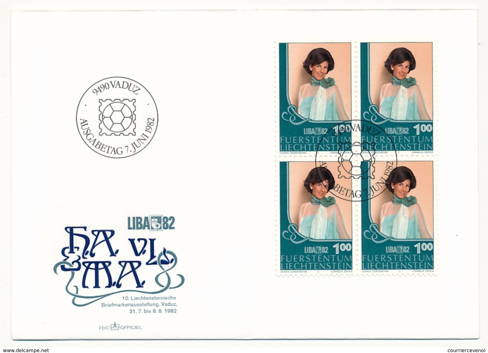 LIECHTENSTEIN - 3 Enveloppes FDC + 1 Carte  - Prince / Princesse Du Liechtenstein 1982 - Koniklijke Families