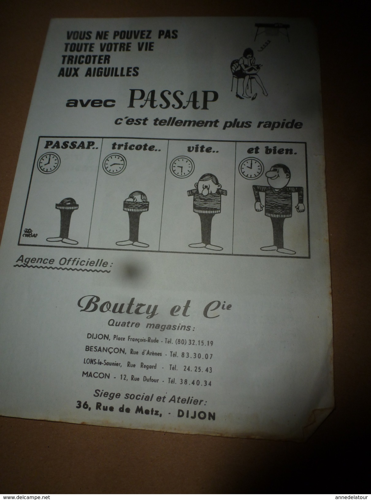 1957  Documentation Pour Machine à Tricoter PASSAP DUOMATIQUE Chez Boutry & Cie - Autres Appareils